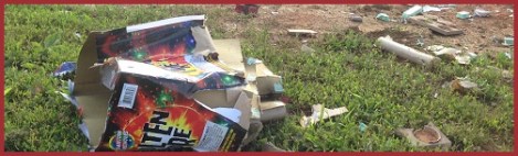 red_fireworks debris